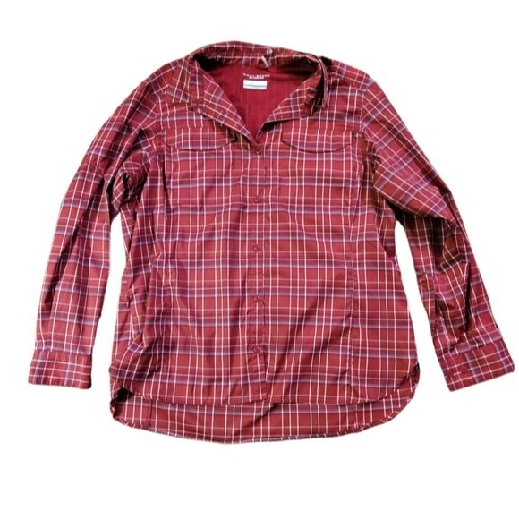Columbia Omni-Shade Sun Protection Red Plaid Long Sleeve Top Size 1X - Picture 1 of 7